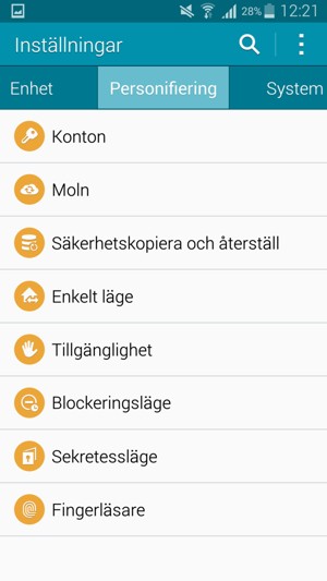 Välj Personifiering och Konton