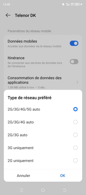 Sélectionnez votre option préférée et sélectionnez OK