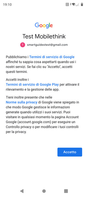 Seleziona Accetto