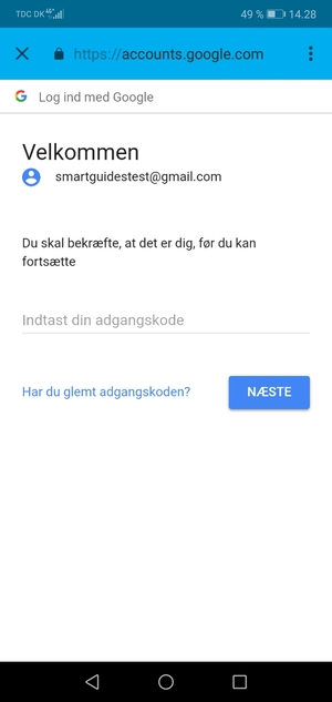 Indtast din Gmail adgangskode og vælg NÆSTE