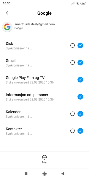 Din informasjon blir synkronisert