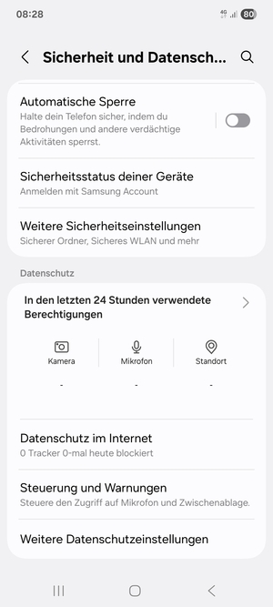 Scrollen Sie und wählen Sie Weitere Sicherheitseinstellungen