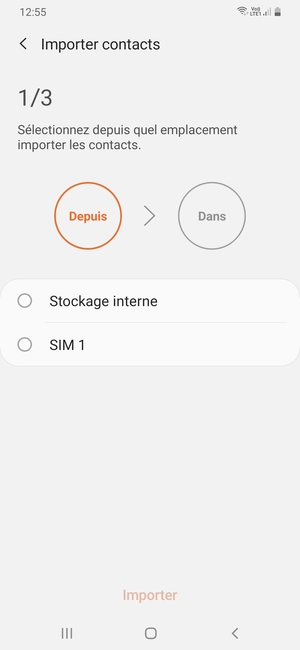 Sélectionnez SIM 1 ou SIM 2