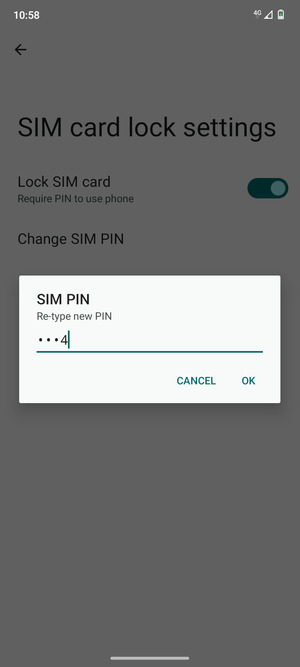 Confirm your new SIM PIN and select OK
