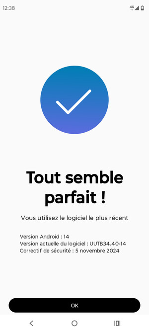 Si votre téléphone est à jour, sélectionnez OK