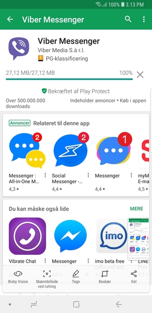 Afvent at installeringen er afsluttet