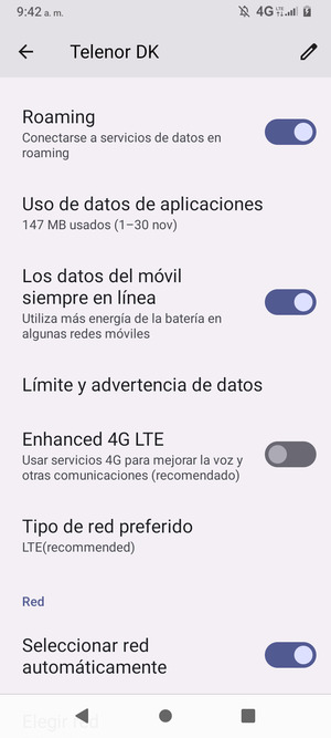 Activar o desactivar Roaming