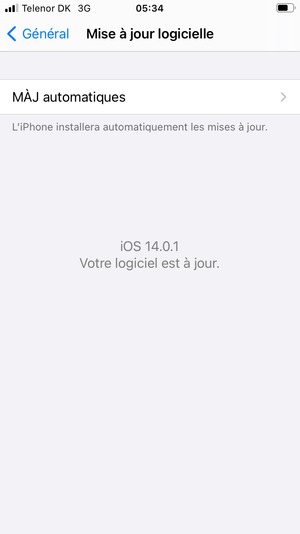 Si votre iPhone est à jour, vous verrez l'écran suivant.