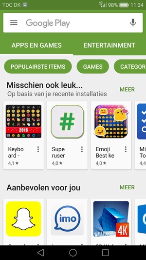 Selecteer de zoekbalk