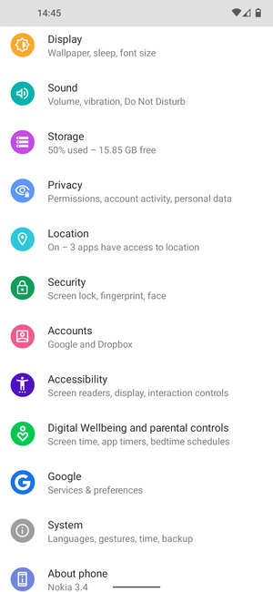 Scroll to and select Security