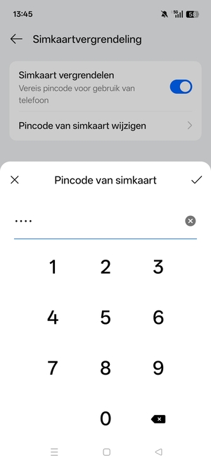 Voer uw Nieuwe pincode voor de simkaart in en selecteer OK