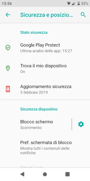 Seleziona Blocco schermo