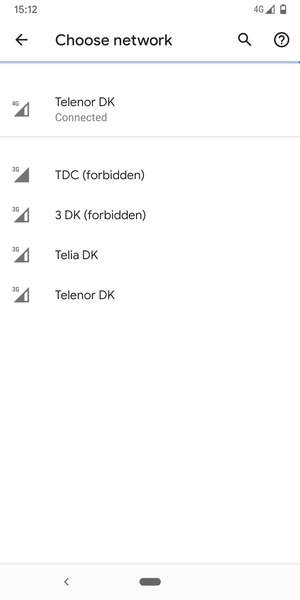 Select a network operator from the list