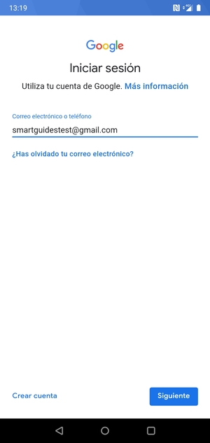 Introduzca su dirección de Gmail y seleccione Siguiente