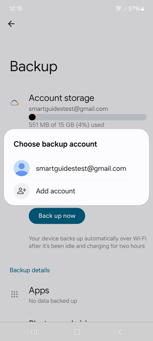 Select your backup account