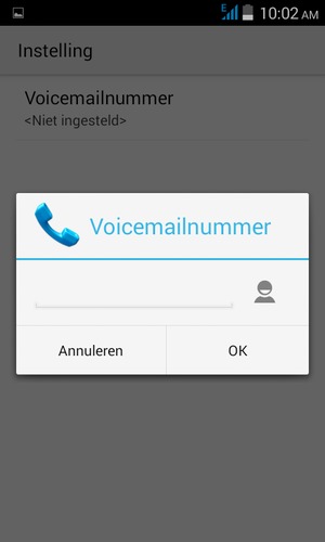 Voer het Voicemailnummer in en selecteer OK