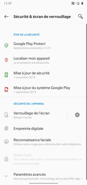 Faites défiler et sélectionnez Paramètres avancés