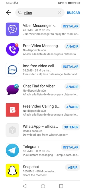 Seleccione la aplicación