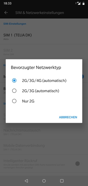 Wählen Sie die gewünschte Option