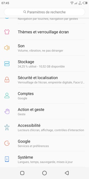 Faites défiler et sélectionnez Sécurité et localisation