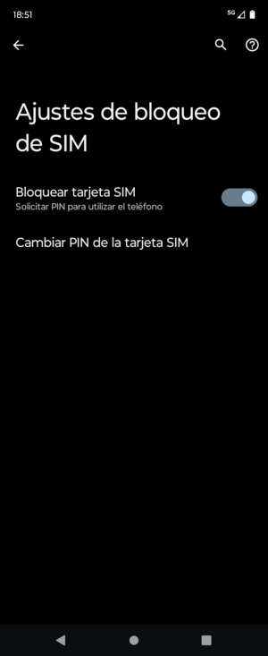 Seleccione Cambiar PIN de la tarjeta SIM