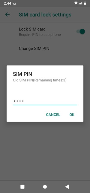 Enter your Old SIM PIN and select OK