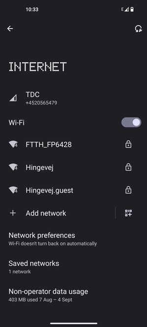 Select the wireless network you want to connect to