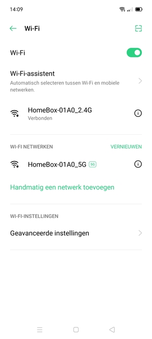 U bent nu verbonden met het WiFi-netwerk