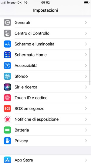 Scorri verso il basso e seleziona Touch ID e codice