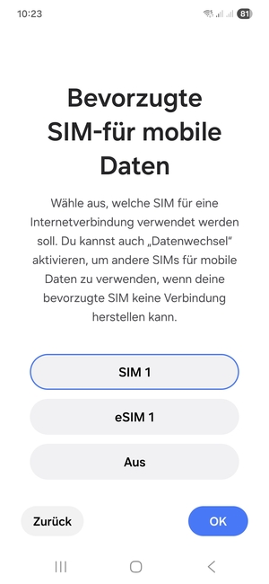 Wählen Sie die gewünschte Option und wählen Sie OK