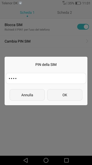 Inserisci PIN della SIM attuale e seleziona OK