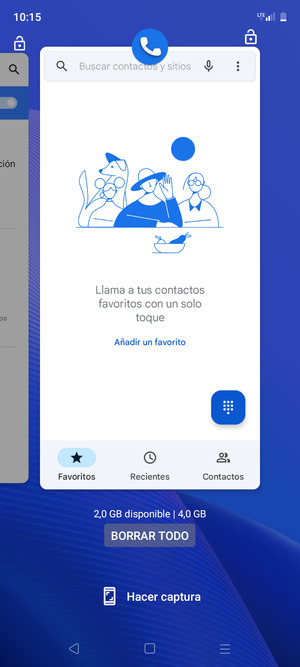 Seleccione BORRAR TODO para cerrar todas las aplicaciones en ejecución