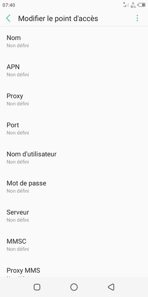 Saisissez les informations Internet
