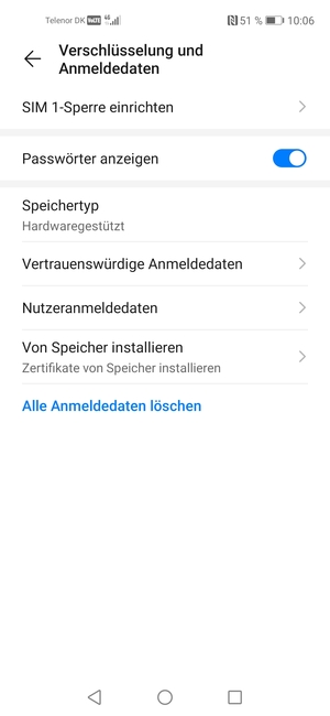 Wählen Sie SIM Sperre einrichten