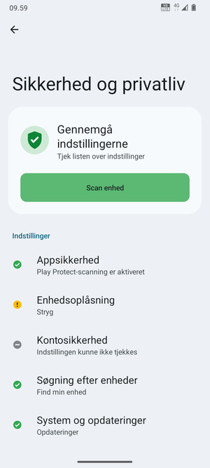 Vælg Enhedsoplåsning
