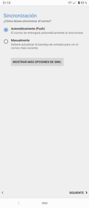 Seleccione la opción deseada y seleccione SIGUIENTE