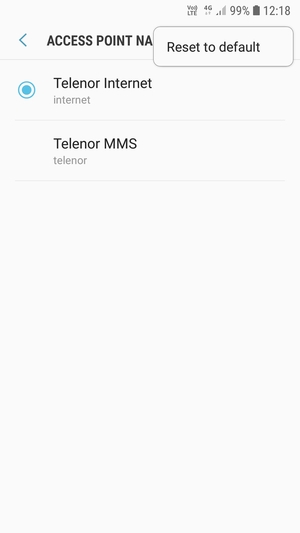 Select Reset to default