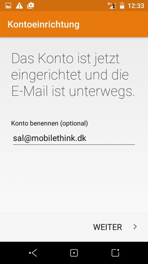 Geben Sie Ihrem Konto einen Namen und wählen Sie WEITER