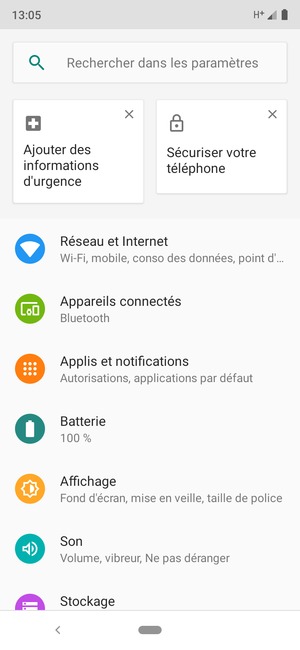 Sélectionnez Réseau et Internet