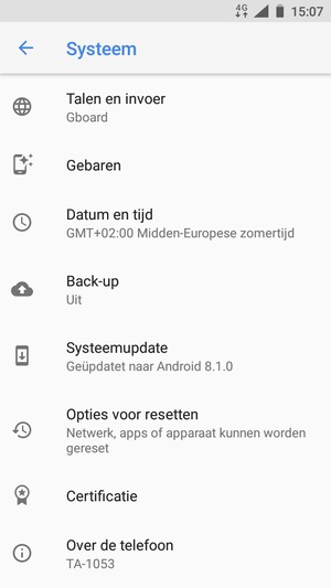 Selecteer Back-up