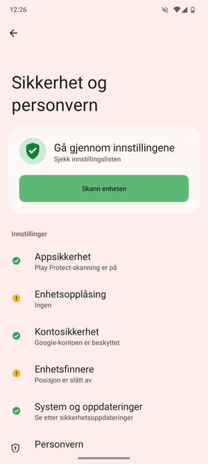 Velg Enhetsopplåsing