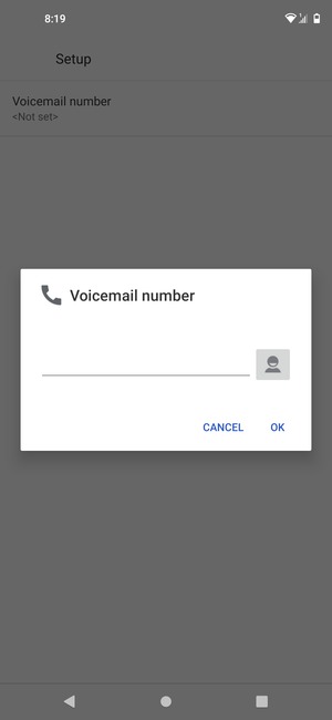 Enter the Voicemail number and select OK