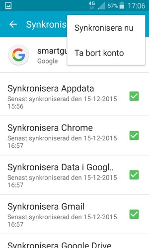 Välj Synkronisera nu