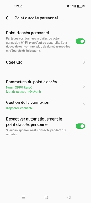 Votre téléphone est maintenant configuré pour être utilisé comme modem