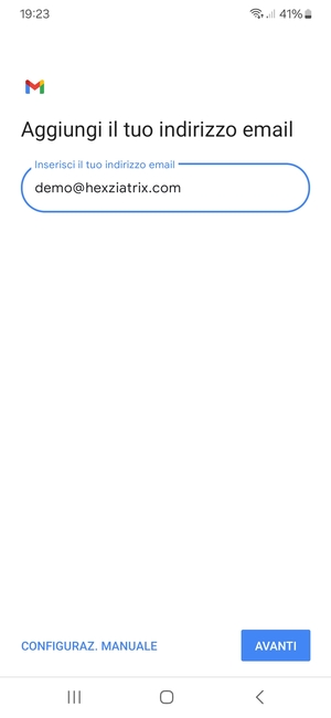 Inserisci il tuo indirizzo email e seleziona AVANTI