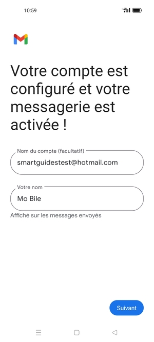 Donnez un nom à votre compte et saisissez votre nom. Sélectionnez Suivant
