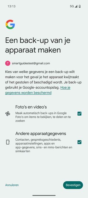Selecteer uw voorkeursopties en selecteer Bevestigen