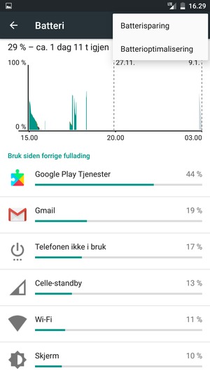 Velg Batterisparing