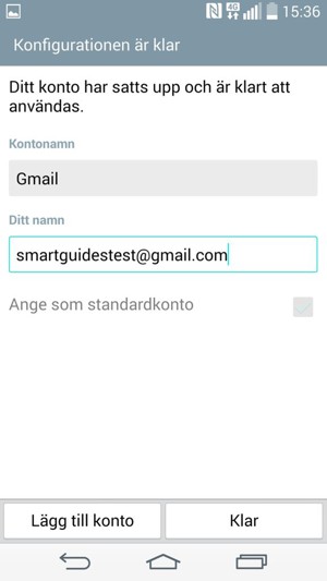 Ge ditt konto ett namn och ange ditt namn. Välj Klar