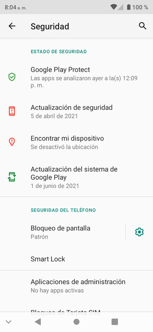 El teléfono ha sido asegurado con un bloqueo de pantalla